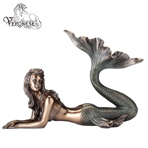 Figura Coleccionable de Resina Pintada a Mano de la Serie Fantasía SIRENA ACOSTADA de 11 Pulgadas de VERONESE DESIGN - Decoración del Hogar de Estilo Europeo - Product Image 1