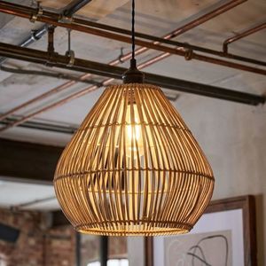 Abat-jour suspendu en rotin tissé à la main – Luminaire suspendu en fibre naturelle fait main pour la maison, les cafés, les restaurants et la décoration commerciale - Product Image 1