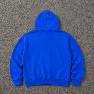 เสื้อฮู้ดดี้ผู้ชายสีน้ำเงินทรงโอเวอร์ไซส์ พิมพ์ลายภาพบุคคลสีขาว สไตล์ฮิปฮอป ทรงปกติ ผ้าฝ้ายเฟรนช์เทอร์รี่ โลโก้ด้านหน้า - Product Image 6