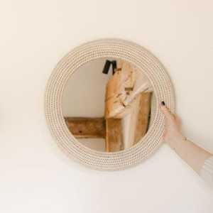 <b>Round</b> Bamboo Mirror <b>Frame</b> Handmade Rustic Style Natural Finish Circular Design Decorative Home Accent - Product Image 3
