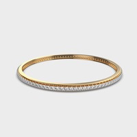 Bracelet en or 9 carats jaune/blanc/rose avec diamants ronds en une seule rangée, certifié IGI