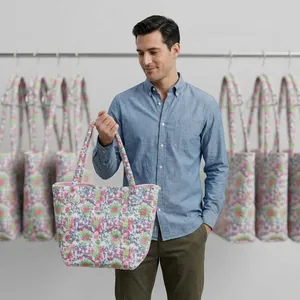 Sac de courses réutilisable en coton personnalisé, mini sac vintage uni, sac de marché matelassé, sac à main écologique pour femmes - Product Image 2