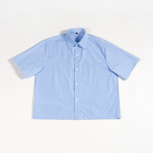 Boxy Fit Button up <b>Shirts</b> Striped Loose <b>Dress</b> <b>Short</b> <b>Sleeves</b> Casual Office Business Lapel Collar Cropped <b>Shirts</b> for Men - Product Image 4