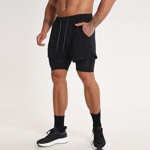 Shorts de sport pour hommes en spandex, double couche, personnalisés, de compression, confortables, pour la gym et l'entraînement, vente en gros - Product Image 5