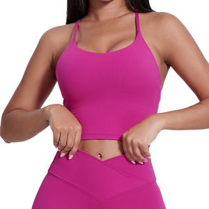 Débardeur d'été fin et nouveau pour femme, vêtement de fitness et de yoga à séchage rapide avec soutien-gorge intégré, débardeur de sport sans manches pour le yoga - Product Image 2