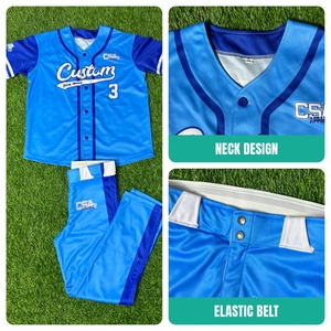 Ensemble de maillot et pantalon de baseball personnalisé pour homme, sublimé, col en V, manches courtes, anti-humidité, blanc et orange rayé - Product Image 3