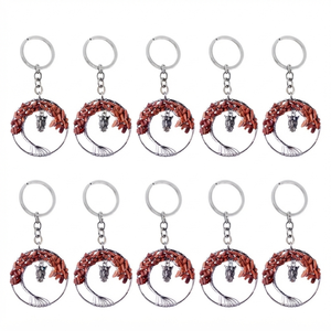 Llavero de cristal de alta calidad, árbol de la vida de piedra de oro roja, llavero de piedra natural de búho, regalos para mujeres - Product Image 4