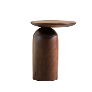 Table basse ronde moderne en noyer, design minimaliste, faite à la main, pour salon, entrée ou couloir, pièce maîtresse décorative - Product Image 5