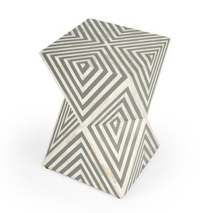 Contemporary Polygonal MDF <b>Bed</b> Side table With natural Bone Inlay Work Geometric Pattern For Living Room Home <b>bed</b> room decor Use - Product Image 5