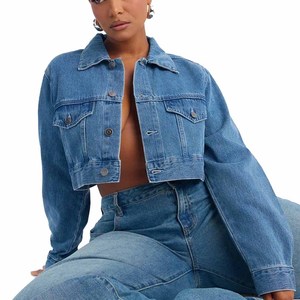 Chaqueta vaquera de mezclilla para mujer, estilo camionero, con cuello vuelto, de un solo botón, sólida, la más vendida para otoño - Product Image 1