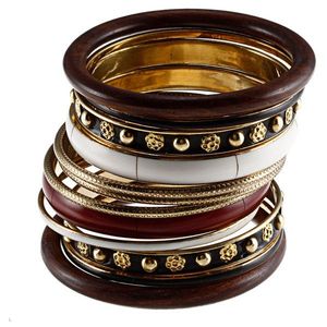 Best thnic Gold Plated Zinc Alloy Resin Brass Bangles Sets <b>Red</b> Inlay Premium Geometric Pattern Women's Fashionable Bangles - Product Image 5