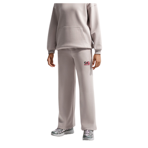 Pantalon de jogging décontracté gris clair pour femme, coupe large, taille élastique, en maille, style streetwear - Product Image 3