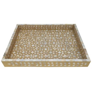 Bandeja de diseño moderno con incrustaciones de nácar, bandeja de servir de MDF, bandejas decorativas, bandeja de resina al mejor precio. - Product Image 1