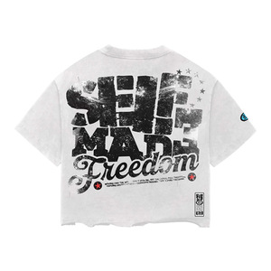 Self Made Freedom Printed Regular Fit <b>Men's</b> Formal T-Shirt Short Sleeve <b>Turtleneck</b> 100% Cotton Solid Front Logo - Product Image 1