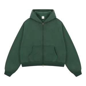 Sweat-shirts à capuche zippés de haute qualité pour hommes 2026, 100 % coton, hiver, couleur unie, logo brodé et imprimé numériquement sur le devant - Product Image 6