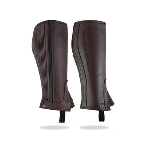 Heavy Duty Cowhide Horse <b>Riding</b> <b>Chaps</b> Adjustable Equestrian Half <b>Chaps</b> Outdoor Horseback <b>Riding</b> Protective Calf Protector - Product Image 2