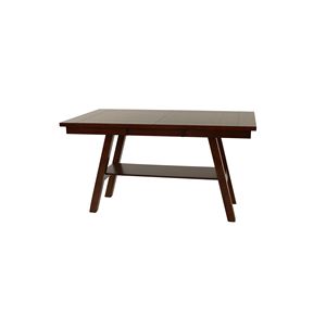 Tavolo da Pranzo Rettangolare con Ripiano, Altezza Bancone, Finitura Noce Scuro, Legno di Gomma - Arredamento per Sala da Pranzo - Product Image 4