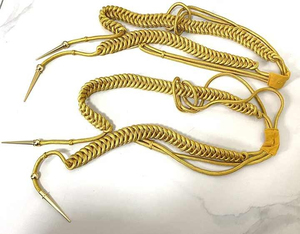 Écussons Hamza faits main en fil métallique doré, Aiguillette, Bande de l'épaule, Taille et couleur personnalisées, Haute qualité, Uniforme - Product Image 4