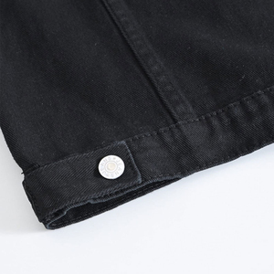 Chaleco vaquero negro para hombre, informal, con cuello vuelto, sin mangas, con botones frontales, prenda exterior de verano, de algodón tejido, color liso, lavado, con múltiples bolsillos. - Product Image 3