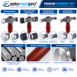 Marteau de blocage 19mm 14mm, marteau à double extrémité avec inserts, marteau de surfaçage arrondi étroit et large 25mm, bois et acier ZETOMEDPRO - Product Image 2