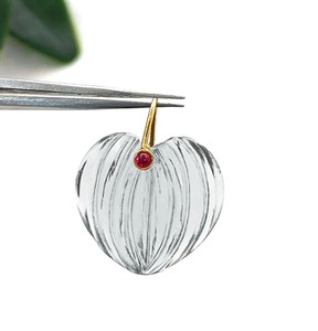 Colgantes de Corazón de Cuarzo Transparente Tallados a Mano DIY - Dijes de Piedra Doble - Product Image 1