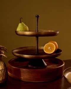 Premium Quality Modern Round Metal Serving <b>Stand</b> with Two Tiered <b>Plates</b> Handmade Vintage Style for Party Dishes - Product Image 1