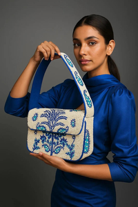 Bolso de Hombro de Lujo con Cuentas Bordadas y Cierre de Botón para Novias y Eventos Especiales por Whimsy Art Craft - Product Image 6