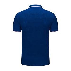 Polo élégant bleu pour homme, manches courtes, décontracté, avec logo personnalisé, vente en gros d'usine, en mélange de coton - Product Image 6