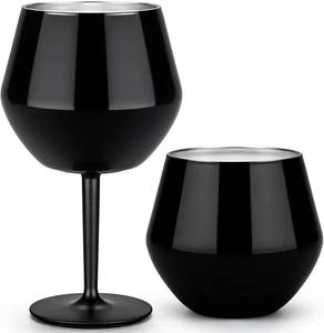 Ensemble de verres à vin en acier inoxydable noir, gobelets à pied en métal de luxe, incassables, pour cocktails, whisky, fêtes et bars - Product Image 2