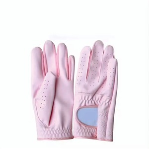 Gants de golf et de sport pour hommes en peau de mouton rose, respirants, avec sangle de poignet réglable et fermeture à enfiler - Product Image 1