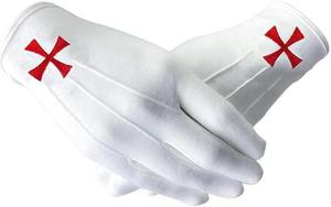 Gants maçonniques brodés d'un carré et d'une compas en bleu marine, en coton, taille unique, brodés d'un carré et d'un compas maçonniques - Product Image 4