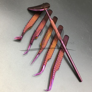 Pince à épiler professionnelle pour extensions de cils en acier inoxydable violet de haute qualité, pointue, avec logo personnalisé, outil de beauté durable, plasma - Product Image 3