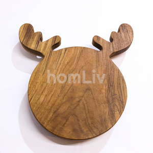 Plateau de service en bois de Noël en forme de bois de cerf, assiette à fruits et collations, plat de table festif pour fête, en bois de teck naturel durable - Product Image 5