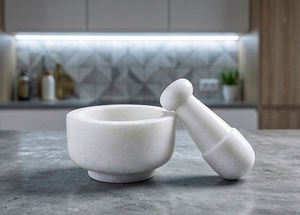 White Marble Mortar Pestle Set Heavy Duty Stone <b>Herb</b> Spice <b>Grinder</b> Garlic Masher Kitchen Tool - Product Image 4