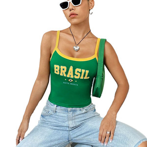 Y2K Street <b>Brazil</b> Inspired Women Spaghetti Strap Crop Cami Slim Fit Summer <b>Tank</b> <b>Top</b> OEM Private Label Women's Shirts Wholesale - Product Image 4