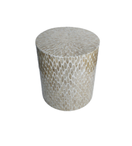 Handcrafted Mother of Pearl Inlay Round Stool Floral Mosaic Pattern Decorative <b>Side</b> <b>Table</b> Shell Inlay <b>Drum</b> <b>Table</b> from Vietnam - Product Image 5