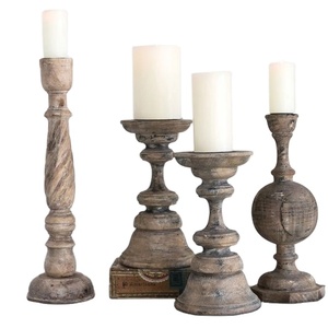Conception Antique en bois de haute qualité décor à la maison dessus de Table meilleure vente bougeoirs rustiques ensemble décor de mariage - Product Image 1