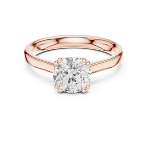 Anillo Solitario de Diamante Moissanita en Plata de Ley con Baño de Oro Rosa - Color D, VVS1, Corte Redondo, 4 Puntas, Anillo de Boda para Mujer - Product Image 1