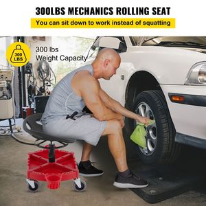 Sgabello da Garage Regolabile in Altezza 18-23 Pollici con Ruote Girevoli a 360 Gradi, Capacità 300 Libbre, Ampio Vassoio Portautensili, Ruote Girevoli a 360 Gradi da 4 Pollici - Product Image 1