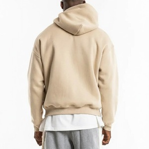 Sudadera con Capucha Extra Grande para Hombre, Color Sólido, Felpa, Informal, Beige, Corte Regular, para Otoño - Product Image 2