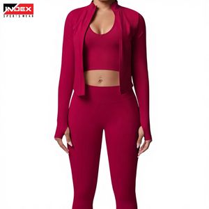Oem Women Gym Wear <b>Yoga</b> <b>Jacket</b> And Legging 2 Piece Set Custom Activewear Fitness Clothing Manufacturer - Product Image 1