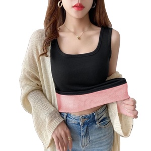 Ropa interior cálida de Invierno para mujer, ropa interior informal térmica de Color sólido, camiseta elástica de terciopelo fino para mujer, Tops sin mangas - Product Image 1