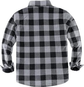Chemise-veste en flanelle à carreaux pour homme, doublée de sherpa chaud, avec col rabattable - Product Image 1