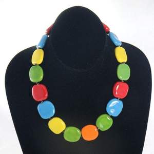 Stylish Vintage Fashion Resin Beaded <b>Necklace</b> Handmade Colorful Geometric Jewelry <b>Statement</b> Piece Unisex Party Wear Gift - Product Image 3