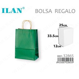 Sacchetto Regalo ILAN 25x12x33.5cm in Carta Verde per Regali - Product Image 3