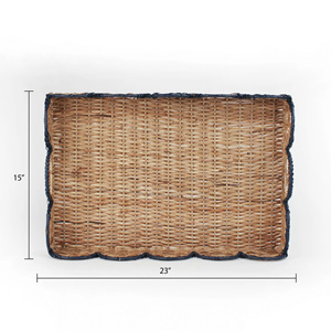 Bandeja de almacenamiento de ratán con diseño festoneado, fabricada en Vietnam con colores OEM y ODM. - Product Image 4