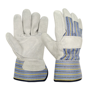 Gants de travail en cuir jaune, longueur poignet, avec manchette élastique, pour usage extérieur en hiver, style uni - Product Image 3
