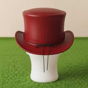 Sombrero de copa rojo de cuero genuino hecho a mano de primera calidad, estilo gótico steampunk victoriano para festivales. - Product Image 3