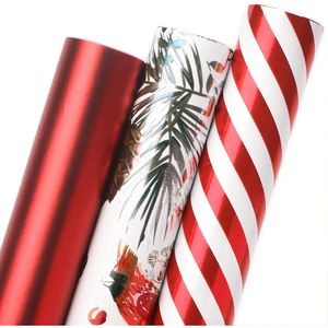 Assortimento di Carta da Regalo Vintage con Stampa Bastoncini di Zucchero Natalizi, 3 Rotoli Rossi e Bianchi, Formato Mini 17 I - Product Image 3