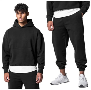 Custom High Cotton Hooded Lightweight Essential Set Long Sleeve Sweatshirt Sweatpants Winter Tracksuit Men <b>Women</b> Customizable - Product Image 5